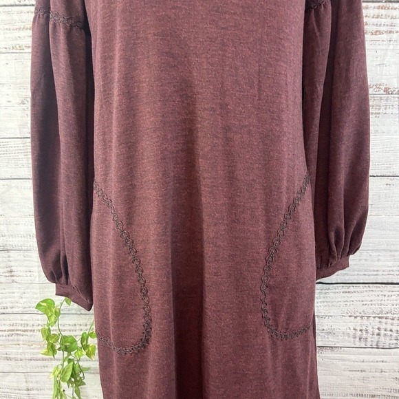 Max Studio Dress size Extra Small Burgundy Stretch Jersey Knit Pockets Casual - Picture 8 of 16